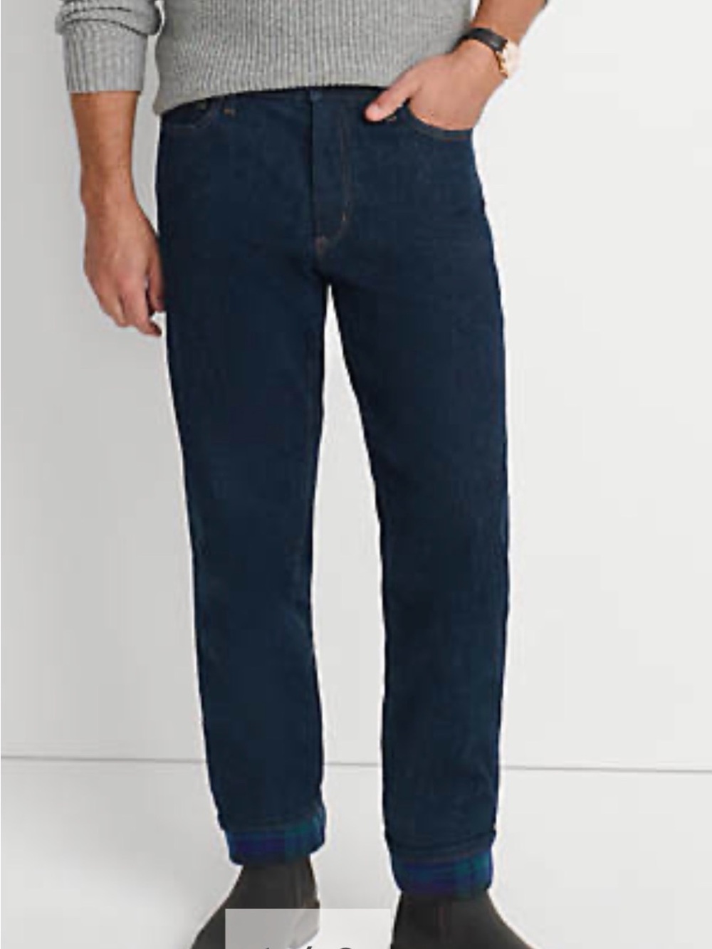 Lands' End Men's Flannel Cotton Lined Jeans Size 36 Straight Leg Casual